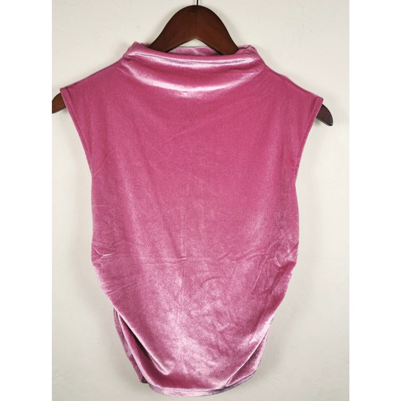 Princess Pink Barbiecore Velvet High Neck Sleeveless Top Y2K 90s Aesthetic Sz Sm - Picture 1 of 6
